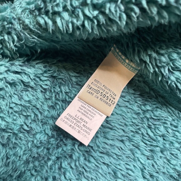 L.L. Bean Hi Pile Fleece Snap Pullover Fuzzy Teal Blue Women’s XL Zip Pockets - Picture 7 of 7